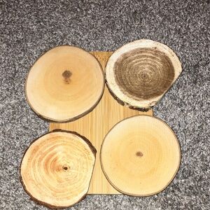 Hand Crafted Natural Wood Slices Coasters Set Of 4
